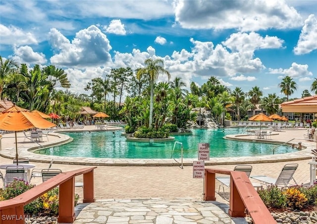 view of pool with a patio area