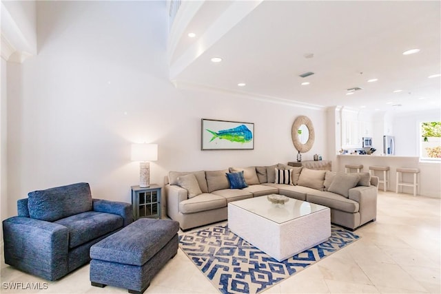 view of tiled living room