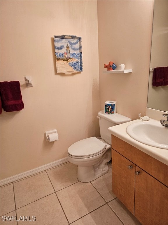 bathroom featuring toilet, tile patterned flooring, and vanity