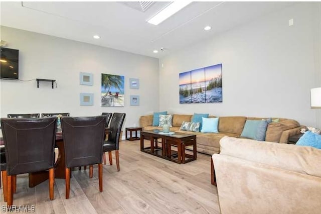 living room featuring light hardwood / wood-style flooring