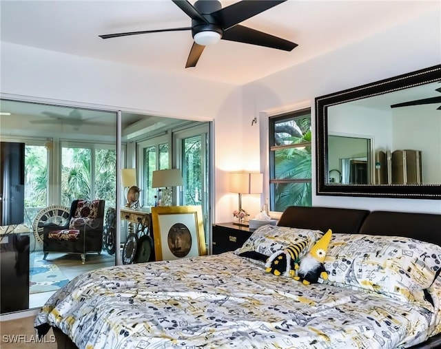 bedroom featuring ceiling fan