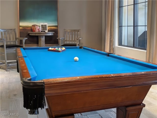 game room with billiards