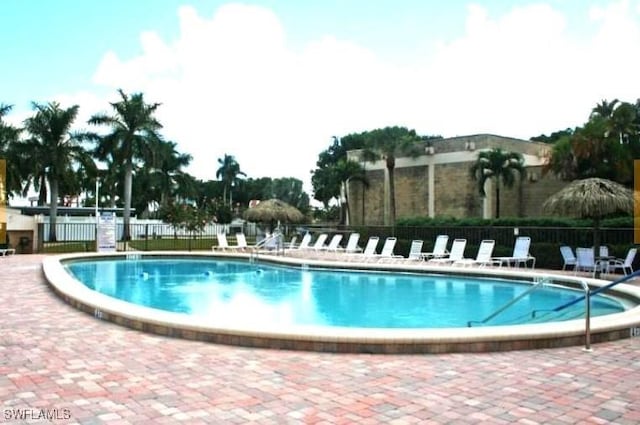 view of pool featuring a patio