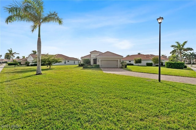 ranch-style home with a front lawn