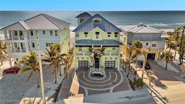 view of front of house featuring a water view