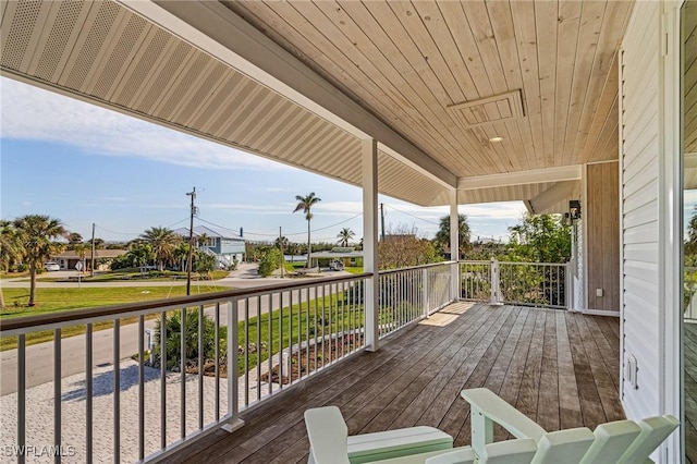 wooden terrace with covered porch