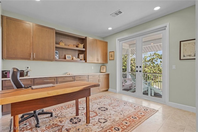 office space featuring light tile patterned flooring