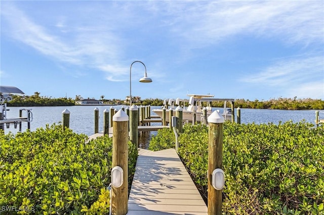 view of dock featuring a water view