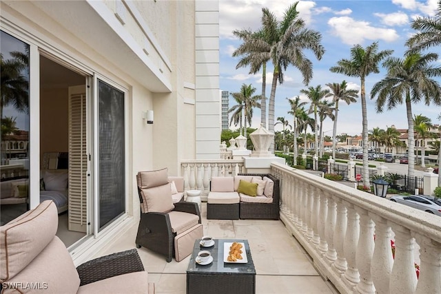 balcony featuring an outdoor living space