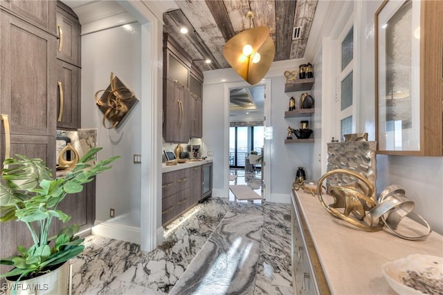 kitchen with ornamental molding