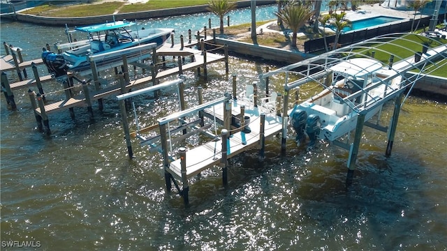 view of dock featuring a water view