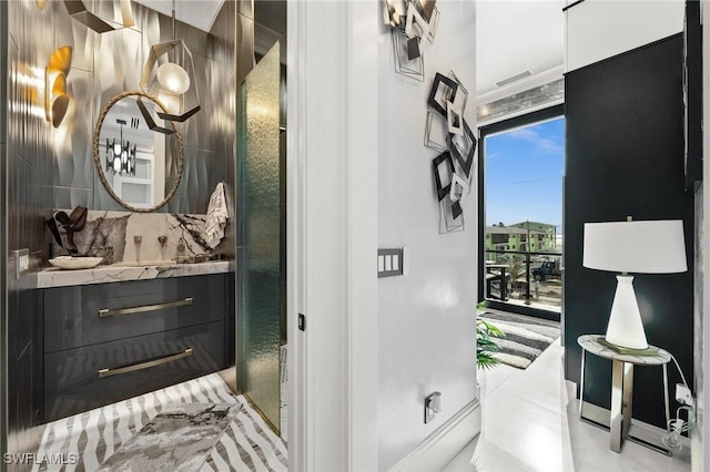 bathroom featuring vanity and visible vents