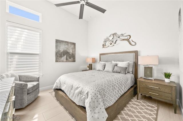 bedroom featuring ceiling fan