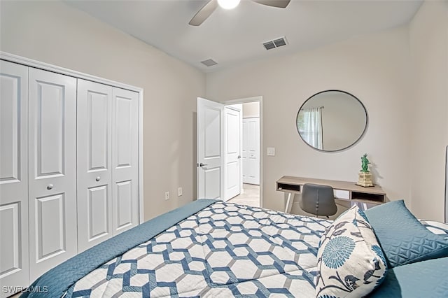 3101 E Windsor Dr, Alva, FL 33920 - bedroom with a closet and ceiling fan