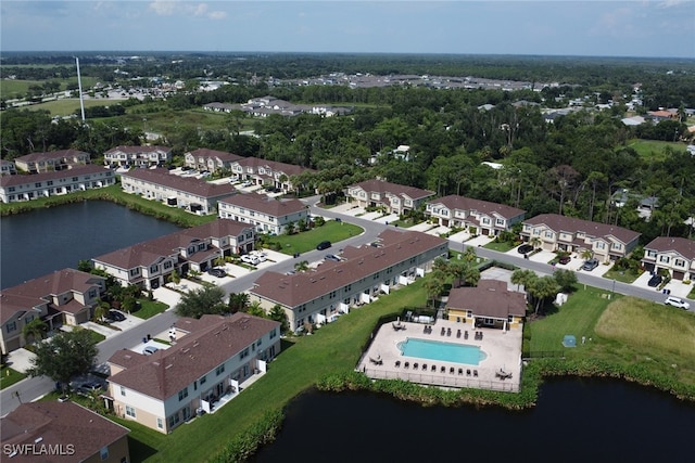 bird's eye view featuring a water view