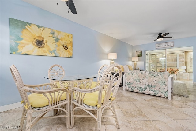 dining area featuring ceiling fan