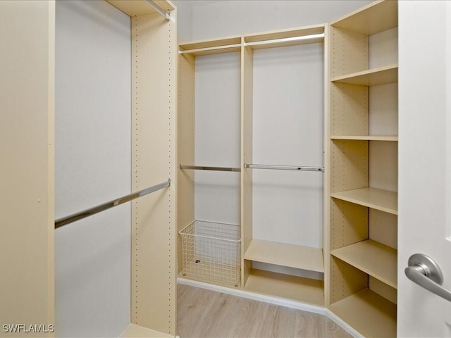 walk in closet featuring wood finished floors