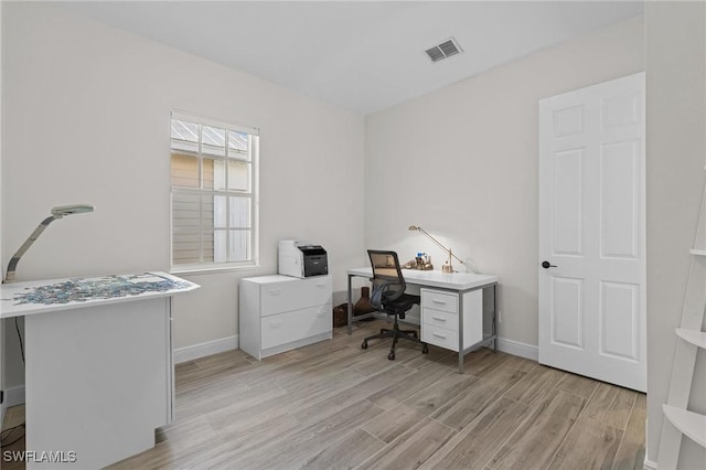 office featuring light wood-type flooring