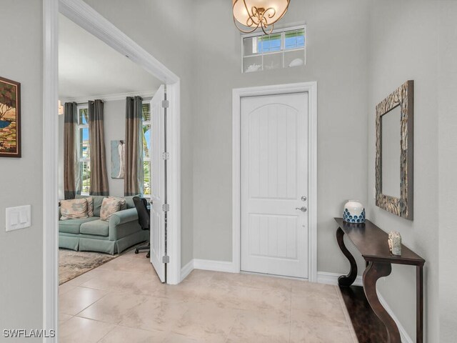 view of tiled entrance foyer