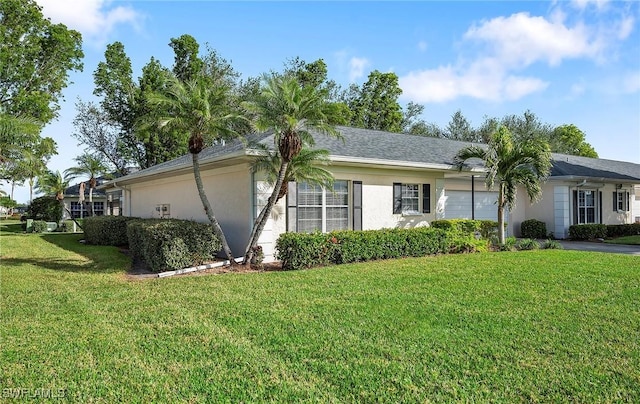 view of property exterior with a lawn