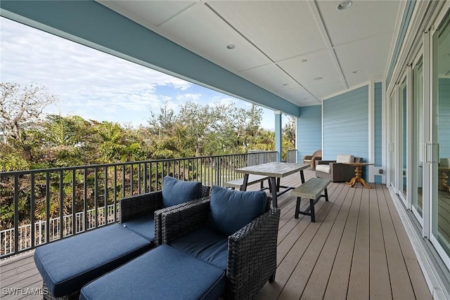 deck with an outdoor living space