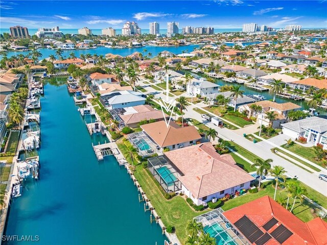 1143 Breakwater Ct, Marco Island, FL 34145 - birds eye view of property with a water view