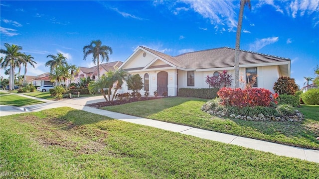 ranch-style house featuring a front yard