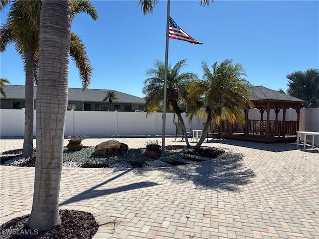 exterior space featuring a gazebo