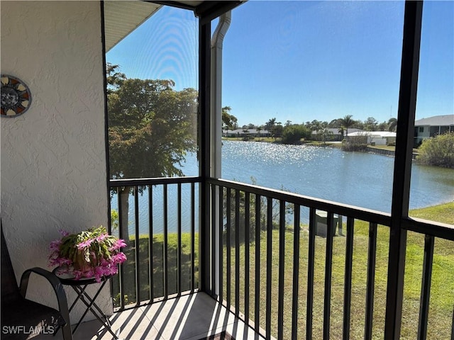 balcony with a water view