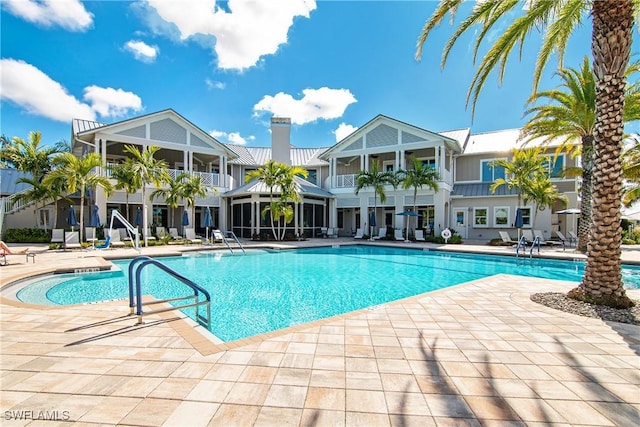 view of pool with a patio area