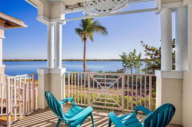 balcony with a water view