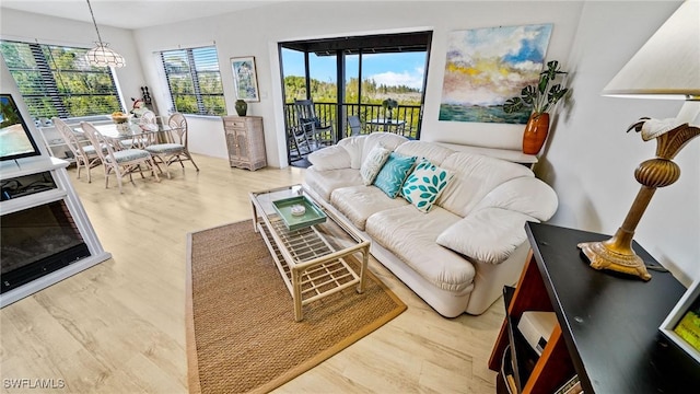 living room with hardwood / wood-style flooring