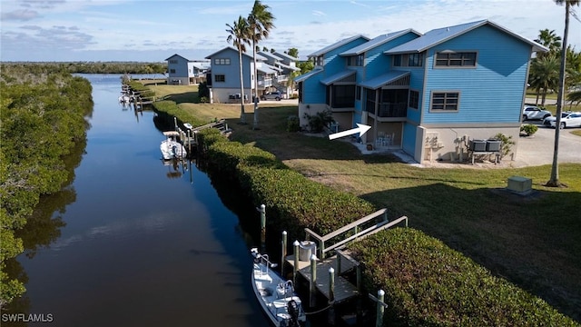 property view of water with a boat dock