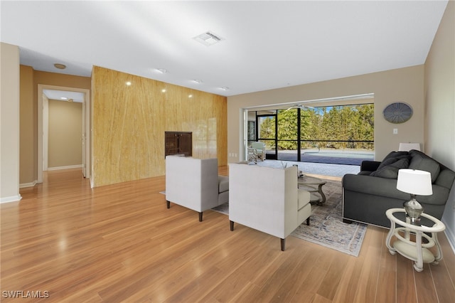 living room featuring light hardwood / wood-style flooring