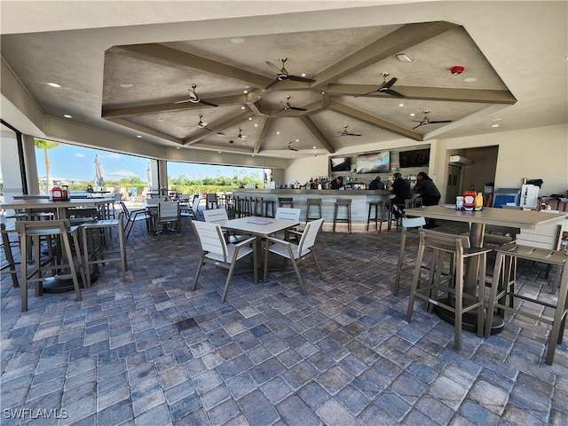 view of patio with exterior bar