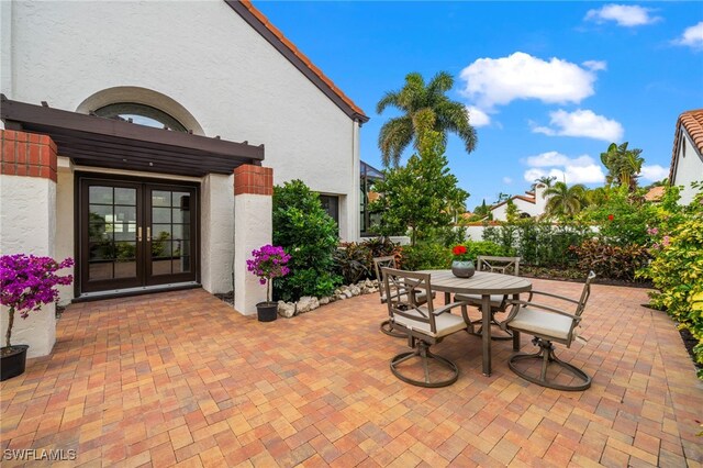 view of patio / terrace featuring french doors