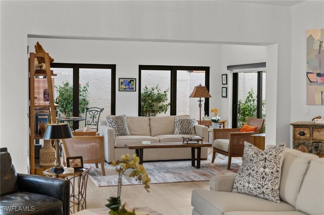 living room featuring light hardwood / wood-style flooring