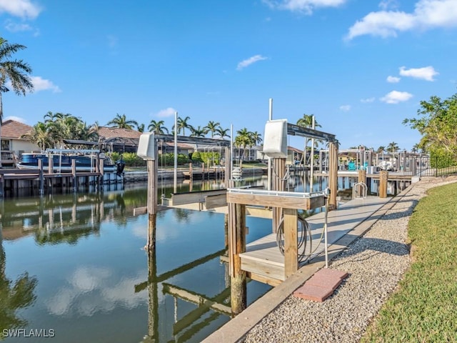 view of dock featuring a water view