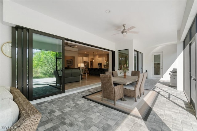 dining area featuring ceiling fan