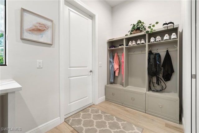 mudroom featuring light wood-type flooring