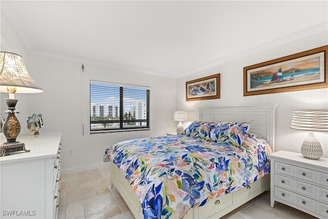 bedroom featuring ornamental molding