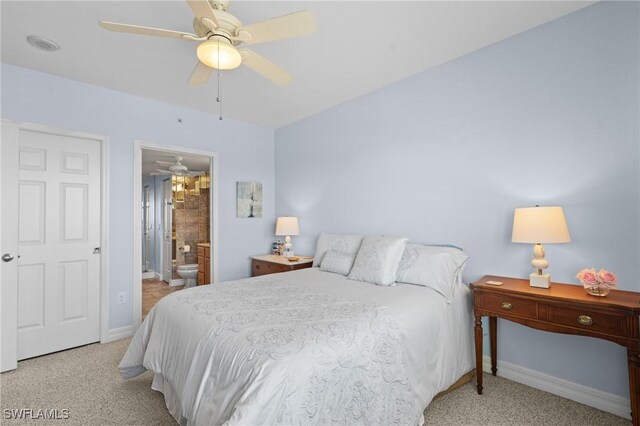 12701 Mastique Beach Blvd Unit 1601, Fort Myers, FL 33908 - carpeted bedroom featuring baseboards, ensuite bathroom, and ceiling fan