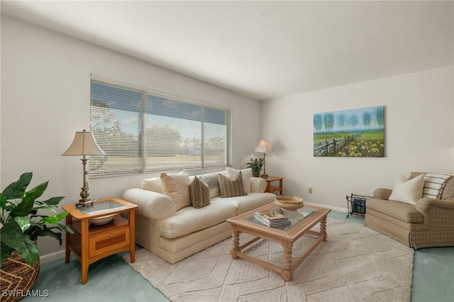 living room with light carpet