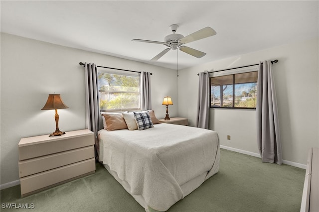 bedroom with carpet floors and ceiling fan