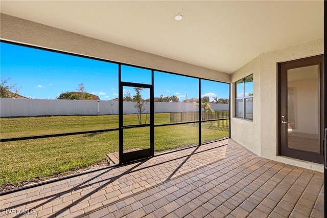 view of unfurnished sunroom