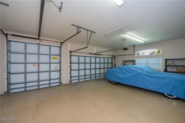 garage with a garage door opener