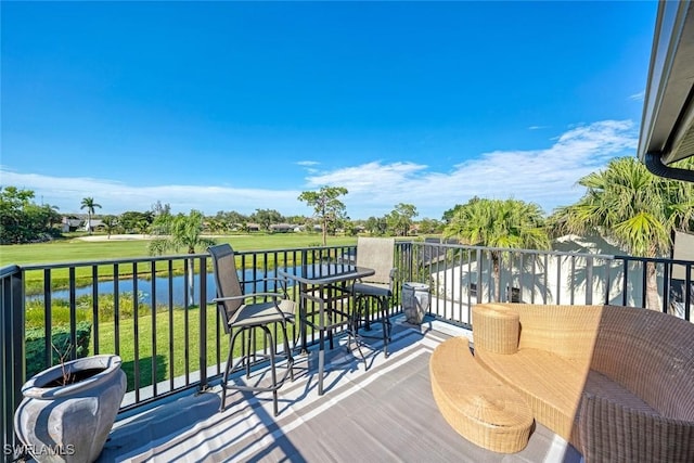 balcony with a water view