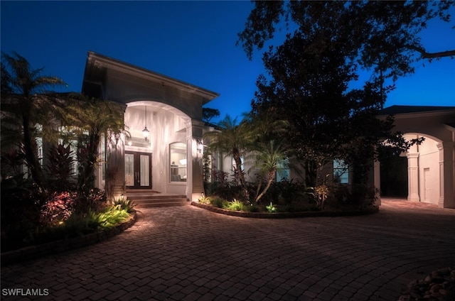 view of front facade with french doors