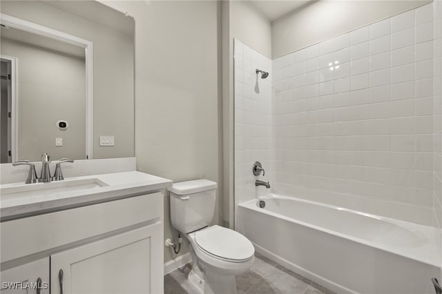 full bathroom featuring vanity, shower / bathtub combination, and toilet