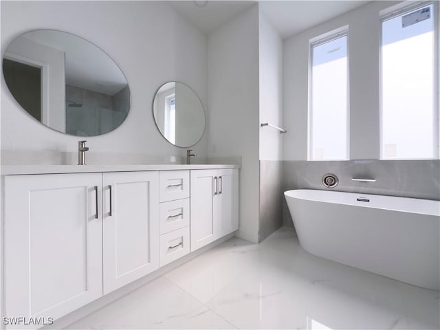 bathroom featuring vanity and a bathing tub